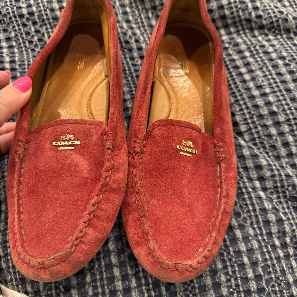 Coach Crimson Suede Slip-Ons